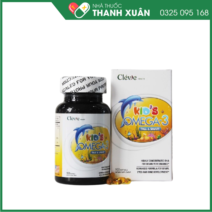 Kid's Omega-3 viên uống bổ sung DHA phát triển não bộ, cải thiện thị lực